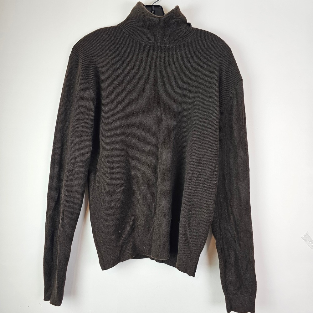 Polo Ralph Lauren Mens Brown 100% Cashmere Ribbed Turtleneck Sweater Large